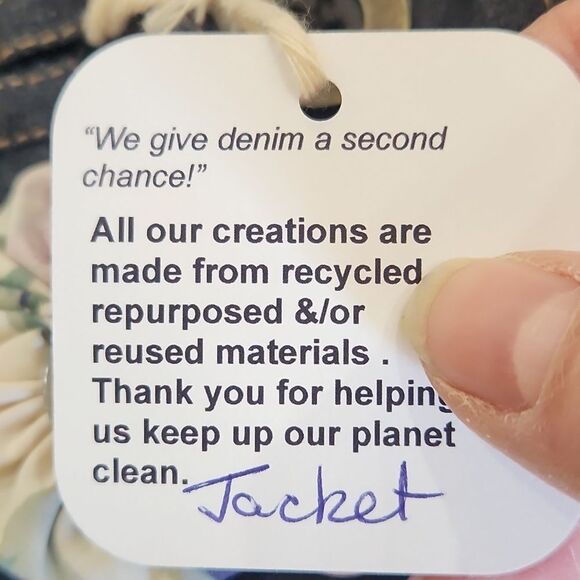 Vintage Lightweight Dark Denim Stretch Upcycled Statement Blazer Jacket - Picture 6 of 9